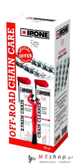 Ipone Off Road Chain Care - zestaw do czyszczenia i smarowania łańcucha (2x750ML+ szczotka)