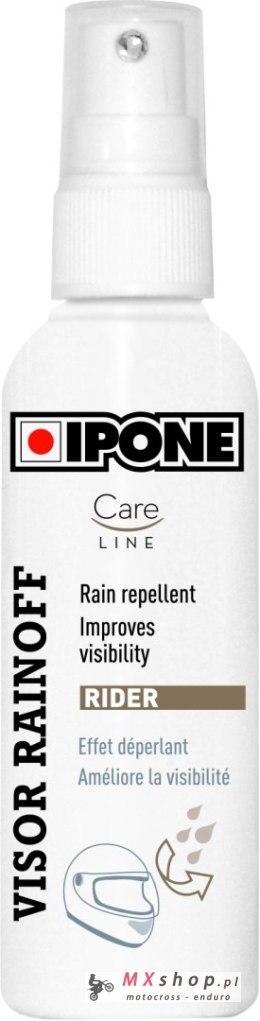 IPONE VISOR RAINOFF 100ML SPRAY WYTRĄCAJĄCY WODĘ DO MYCIA SZYBEK KASKU (CARELINE) (12)