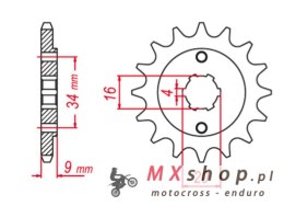 GROSSKOPF WYPRZEDAŻ ZĘBATKA PRZEDNIA 2062 14 YAMAHA YFS200 BLASTER '88-'06 (+1), TT-R230 '05-'20 (+1), DT200 L '85 (+1), HYOSUNG