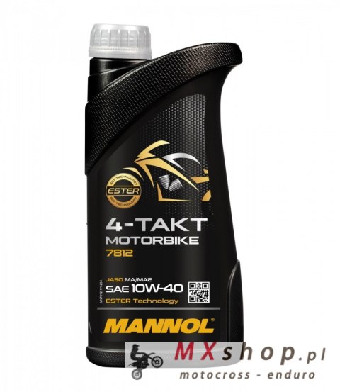 MANNOL OLEJ SILNIKOWY 4T MOTORBIKE 10W40 1L ESTER + MA2 SYNTETYK (7812) (20) (API SN) MANNOL OLEJ SILNIKOWY 4T MOTORBIKE 10W40 1L ESTER + MA2 SYNTETYK (7812) (20) (API SN)