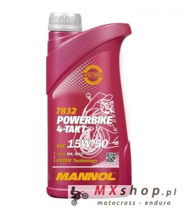 MANNOL OLEJ SILNIKOWY 4T MOTORBIKE 15W50 1L ESTER + MA2 SEMISYNTETYK (7832) (20)
