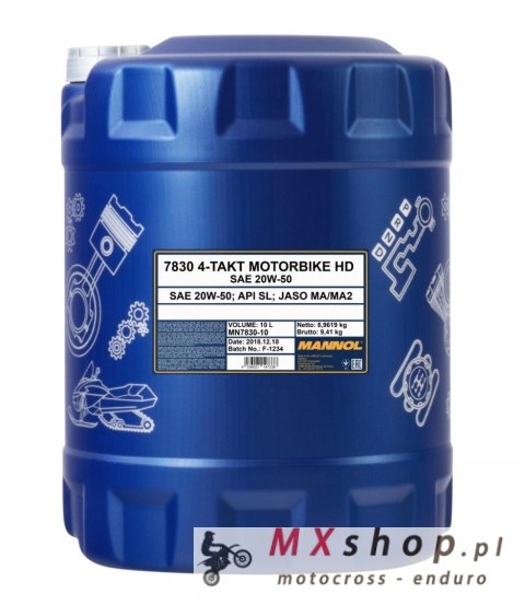 MANNOL OLEJ SILNIKOWY 4T MOTORBIKE HD 20W50 10L V-TWIN MA2 SEMISYNTETYK (7830) MANNOL OLEJ SILNIKOWY 4T MOTORBIKE HD 20W50 10L V-TWIN MA2 SEMISYNTETYK (7830)