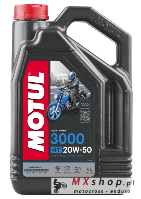 MOTUL OLEJ SILNIK 3000 4T 20W50 4L (MINERALNY) MOTUL OLEJ SILNIK 3000 4T 20W50 4L (MINERALNY)