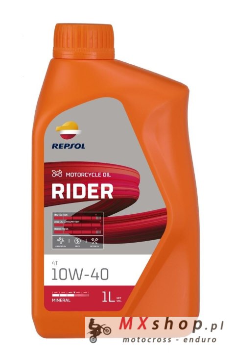 REPSOL OLEJ SILNIKOWY 4T RIDER 10W40 1L MA2 MINERALNY (12) - ZASTĘPUJE RP165N51 REPSOL OLEJ SILNIKOWY 4T RIDER 10W40 1L MA2 MINERALNY (12) - ZASTĘPUJE RP165N51