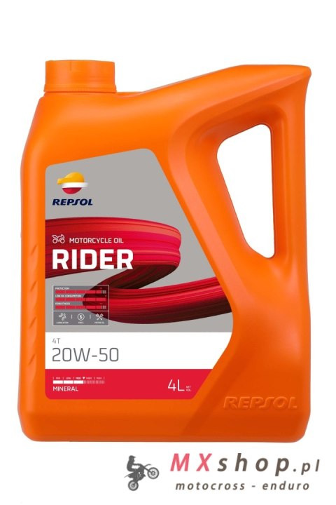 REPSOL OLEJ SILNIKOWY 4T RIDER 20W50 4L MA2 MINERALNY (5) - ZASTĘPUJE RP165Q54 REPSOL OLEJ SILNIKOWY 4T RIDER 20W50 4L MA2 MINERALNY (5) - ZASTĘPUJE RP165Q54