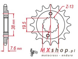 GROSSKOPF PROMOCJA ZĘBATKA PRZEDNIA 2116 13 SUZUKI LTR 450 '06-'10, LTZ 400 '03-'12, RMX 450 '10-'13, KAWASAKI KFX 400 '03-'06, 