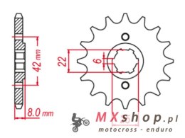 GROSSKOPF PROMOCJA ZĘBATKA PRZEDNIA 281 14 HONDA XL250R, XR600R (XL600R/RM-1) (JTF281.14)