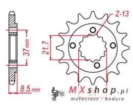 GROSSKOPF WYPRZEDAŻ ZĘBATKA PRZEDNIA 350 14 HONDA XR 600 '91-'00, POLARIS 500 '03-'07, TRX 400 X/EX '05-'14 (JTF1309.14)
