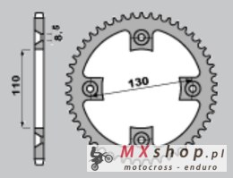 GROSSKOPF WYPRZEDAŻ ZĘBATKA TYLNA ALUMINIOWA 4306 50 HONDA CR 85 '03-'07, CRF 150 '07-'25 KOLOR CZARNY