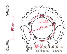GROSSKOPF WYPRZEDAŻ ZĘBATKA TYLNA ALUMINIOWA KOLOR SREBRNY 4552 50 KTM SX 65 '04-'11, SX 65 '12-'21 (+2) (JTR894.50)