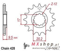 JT ZĘBATKA PRZEDNIA 2084 14 KTM SX 85 04-17 (+1) (208414JT) (ŁAŃC. 428)