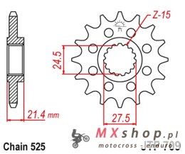 JT ZĘBATKA PRZEDNIA 2150 16 Z GUMĄ APRILIA 750 DORSODURO/ABS '07-'16, SHIVER/GT/ABS '07-'16, 1200 DORSODURO/ABS '11-'16 (215016J