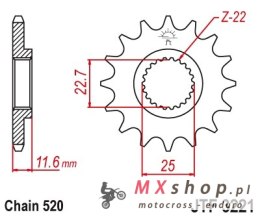JT ZĘBATKA PRZEDNIA 2180 11 POLARIS 250/300/325/400/500 (218011JT) (ŁAŃC. 520)