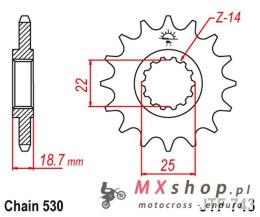 JT ZĘBATKA PRZEDNIA 2254 15 Z GUMĄ DUCATI MULTISTRADA 1200 '10-'16 (225415JTRB) (ŁAŃC. 530)