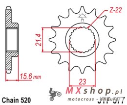 JT ZĘBATKA PRZEDNIA 441 15 YAMAHA XT 600 '89-'98, XTZ 660 '91-'98 (44115JT) (ŁAŃC. 520)