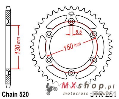 JT ZĘBATKA TYLNA 270 43 HONDA XL 500R '82 (J27043JT) (ŁAŃC. 520) JT ZĘBATKA TYLNA 270 43 HONDA XL 500R '82 (J27043JT) (ŁAŃC. 520)