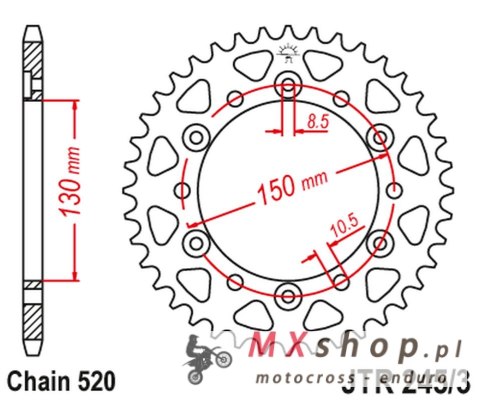 JT ZĘBATKA TYLNA 4309 43 HONDA XL600/XL500/NX650/XR600/FX650 (430942JT) (ŁAŃC. 520) JT ZĘBATKA TYLNA 4309 43 HONDA XL600/XL500/NX650/XR600/FX650 (430942JT) (ŁAŃC. 520)