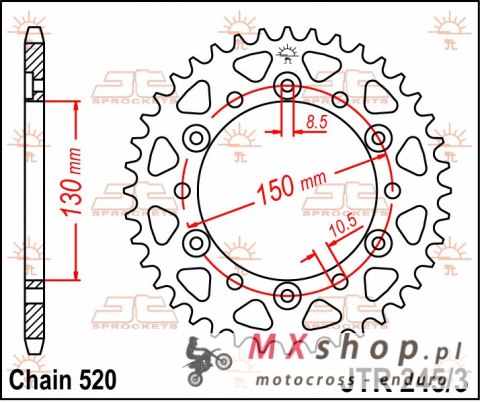 JT ZĘBATKA TYLNA 4309 43 HONDA XL600/XL500/NX650/XR600/FX650 (430943JT)* (ŁAŃC. 520) JT ZĘBATKA TYLNA 4309 43 HONDA XL600/XL500/NX650/XR600/FX650 (430943JT)* (ŁAŃC. 520)