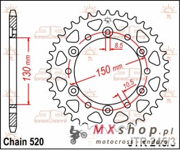 JT ZĘBATKA TYLNA 4309 45 HONDA NX 650 '88-'90 (430945JT) (ŁAŃC. 520)
