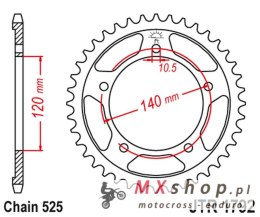 JT ZĘBATKA TYLNA 4398 45 SUZUKI GSXR 600 '01-'05, GSXR 750 '06-'10 TRIUMPH 600/650 CAYTONA '03-'05 (439845JT) (ŁAŃC. 525)