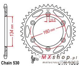 JT ZĘBATKA TYLNA 4399 42 HONDA CBR 1000RR '06-'16, CBR 900RR '00-'03 (439942JTZBK) (ŁAŃC. 530) KOLOR CZARNY