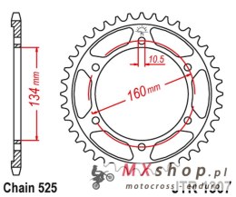 JT ZĘBATKA TYLNA 4405 41 HONDA CBR 600RR '07-'16 (440541JTZBK) (ŁAŃC. 525) KOLOR CZARNY