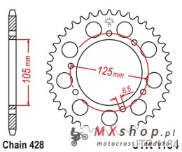 JT ZĘBATKA TYLNA 4413 50 YAMAHA XT 125X/SM '05-'09 (441350JT) (ŁAŃC. 428) - ZASTĘPUJE JTR1134.50ZBK