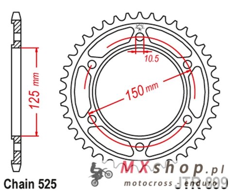 JT ZĘBATKA TYLNA 4454 42 KTM 950/990/1190 ADVENTURE / R LC8 '03-'18 (445442JTZBK) (ŁAŃC. 525) KOLOR CZARNY JT ZĘBATKA TYLNA 4454 42 KTM 950/990/1190 ADVENTURE / R LC8 '03-'18 (445442JTZBK) (ŁAŃC. 525) KOLOR CZARNY