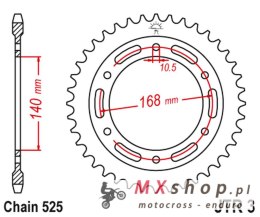 JT ZĘBATKA TYLNA 4613 42 BMW F 800 GS '06-'13 NA ŚRUBĘ 10,5MM (461342JTZBK) (ŁAŃC. 525) KOLOR CZARNY
