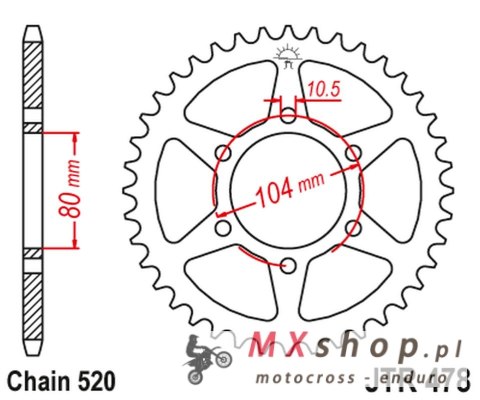 JT ZĘBATKA TYLNA 478 43 KAWASAKI ZX6R (05-13), Z750 (47843JTZBK) (MOŻE BYĆ ZASTĄPIONA PRZEZ 4578 43 JTR1478.43) (ŁAŃC. 520) KOLO JT ZĘBATKA TYLNA 478 43 KAWASAKI ZX6R (05-13), Z750 (47843JTZBK) (MOŻE BYĆ ZASTĄPIONA PRZEZ 4578 43 JTR1478.43) (ŁAŃC. 520) KOLO