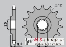 GROSSKOPF PROMOCJA ZĘBATKA PRZEDNIA 7005 14 KTM SX 65 '04-'21, HUSQVARNA TC 65 '17-'21 (JTF1906.14)