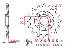 GROSSKOPF WYPRZEDAŻ ZĘBATKA PRZEDNIA 2133 15 SUZUKI RMZ 450 '05-'07 (+1), RMZ 450 '08-'12 (+2) (JTF1441.15)