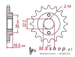 GROSSKOPF WYPRZEDAŻ ZĘBATKA PRZEDNIA 490 14 DUCATI MONSTER/MULTISTRADA/SCRAMBLER 400/600/620/695/750/797/800/851/888/900/906/916