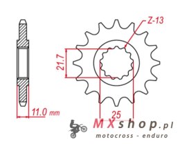GROSSKOPF WYPRZEDAŻ ZĘBATKA PRZEDNIA 580 15 YAMAHA FZ6 '04-'09 (-1), YZF-R6 '99-'20 (-1) (JTF580.15)
