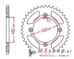 GROSSKOPF WYPRZEDAŻ ZĘBATKA TYLNA ALUMINIOWA KOLOR CZARNY 798 48 SUZUKI RM 80/85 '02-'18, YAMAHA YZ 80/85 '93-'24 (JTR798.48)