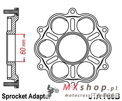 JT ADAPTER ZĘBATKI TYLNEJ DUCATI 1098/1099/1198, MULTISTRADA 1200, DIAVEL 1198