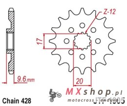 JT ZĘBATKA PRZEDNIA 2084 13 KTM SX 85 18-24, HUSQVARNA TC 85 18-24 (JTF1905.13)* (ŁAŃC. 428)