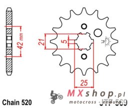 JT ZĘBATKA PRZEDNIA 572 16 YAMAHA XV 250 '89-'15, SR 250 '79-'96 (ŁAŃC. 520) - PATRZ 56916JT (JTF569.16)