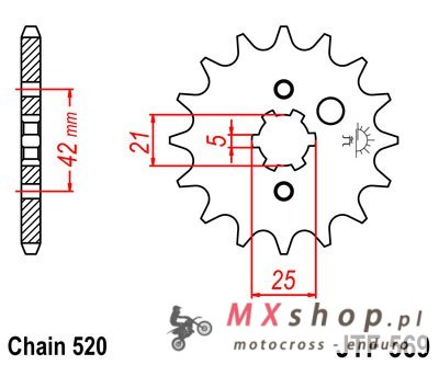 JT ZĘBATKA PRZEDNIA 572 16 YAMAHA XV 250 '89-'15, SR 250 '79-'96 (ŁAŃC. 520) - PATRZ 56916JT (JTF569.16) JT ZĘBATKA PRZEDNIA 572 16 YAMAHA XV 250 '89-'15, SR 250 '79-'96 (ŁAŃC. 520) - PATRZ 56916JT (JTF569.16)
