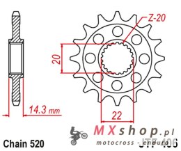 JT ZĘBATKA PRZEDNIA BMW G310GS '16-, G310R '16-, (JTF406.16)* (ŁAŃC. 520)