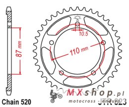 JT ZĘBATKA TYLNA 795 39 SUZUKI GS 500 E/F 88-10 (79539JTZBK) (ŁAŃC. 520) KOLOR CZARNY