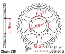 JT ZĘBATKA TYLNA 816 45 SUZUKI GSXR1100, GSXR750 (92-95) (81645JTZBK) (ŁAŃC. 530) KOLOR CZARNY - ZAMIENNA Z 825 45