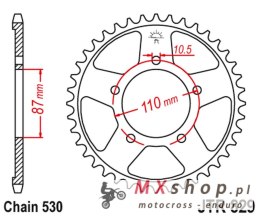 JT ZĘBATKA TYLNA 824 47 SUZUKI GSF 600 95-04, GSF 650 05-06 (82447JTZBK)* (ŁAŃC. 530) KOLOR CZARNY