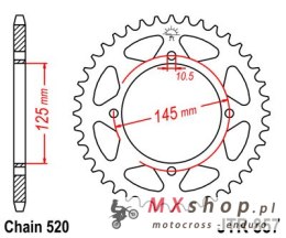 JT ZĘBATKA TYLNA 857 45 YAMAHA XT 600E '90-03, XT 660Z TENERE '91-00 (85745JTZBK) (ŁAŃC. 520) KOLOR CZARNY - PATRZ RÓWNIEŻ 45884