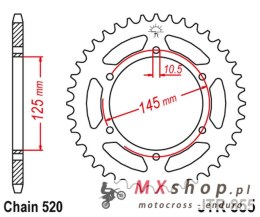 JT ZĘBATKA TYLNA 866 46 YAMAHA XTZ 750 89-98 (3LD) (86645JTZBK) (ŁAŃC. 520) KOLOR CZARNY