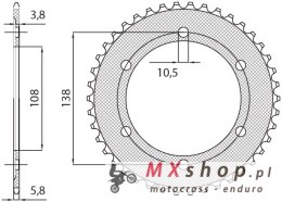 SUNSTAR ZĘBATKA TYLNA 4686 38 HONDA CBR 250R '11-'13, CBR 300R '14-'16 (JTR1220.38) (ŁAŃC. 520) (468638JT)