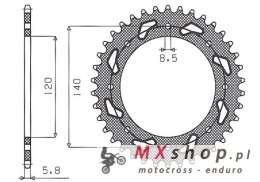 SUNSTAR ZĘBATKA TYLNA 491 43 KAWASAKI KLR 650C '95-'03 (JTR487.43) (ŁAŃC. 520) (49143JT)