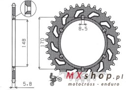 SUNSTAR ZĘBATKA TYLNA 804 42 SUZUKI DR 600 (85-89), DR 650 (90-95) (JTR828.42) (ŁAŃC. 520) (80442JT)