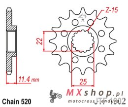 JT ZĘBATKA PRZEDNIA 1252 12 KTM LC4 400/600/620/640/690 (125212JT) (ŁAŃC. 520)