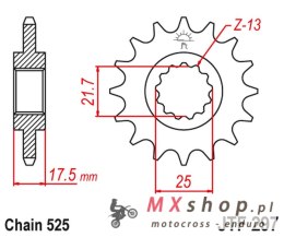 JT ZĘBATKA PRZEDNIA 2041 16 HONDA CB 500 '94-'03, CBF 500 '04-'08 (204116JT) (ŁAŃC. 525) (+1)